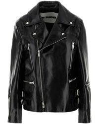 Jil Sander - Zip-Up Leather Jacket - Lyst