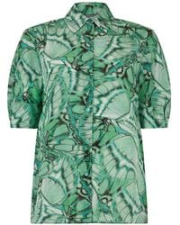 Alberta Ferretti - Leaf-Print Silk Shirt - Lyst