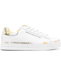 Versace - Sneakers In Leather And Printed Lycra - Lyst