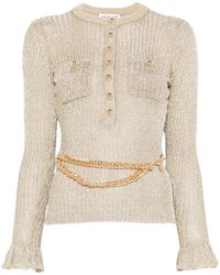 Self-Portrait - Ribbed-Knit Lurex Jumper - Lyst