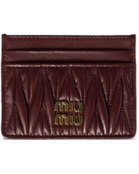 Miu Miu - Porte-Cartes En Cuir À Design Matelassé - Lyst