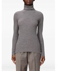 Fabiana Filippi - Platinum Ribbed-Knit Roll-Neck Sweater - Lyst