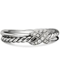 David Yurman - Petite X Ring Aus Sterlingsilber Mit Diamant 4Mm - Lyst