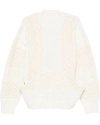Sacai - Cable-Knit Panelled Sweater - Lyst