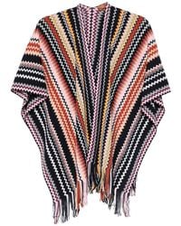 Missoni - Zigzag-Knit Fringed Poncho - Lyst