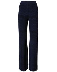 Missoni - Viscose And Wool Blend Knit Straight Trousers With Tone-On-Tone Zig Zag Pattern - Lyst