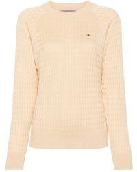 Tommy Hilfiger - Logo-embroidered Cable-knit Jumper - Lyst