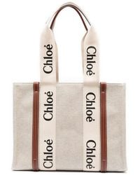 Chloé - Midi Shopping Bag Crafted In Cotton Canvas - Lyst