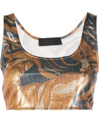 Alberta Ferretti - Swirl Print Metallic Crop Top - Lyst
