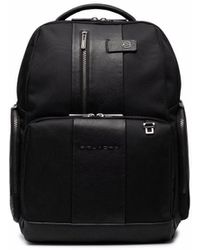 Piquadro Fast Check Panelled Backpack - Black