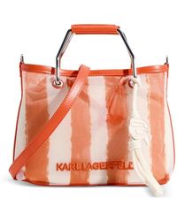 KARL LAGERFELD - Ikon Striped Mesh Tote Bag - Lyst