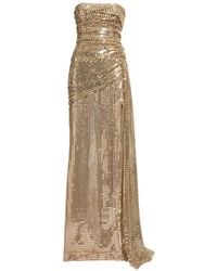 Elie Saab - Sequin-Embellished Strapless Maxi Dress - Lyst