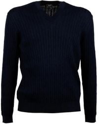 Peserico - Cable Knit V-Neck Sweater - Lyst