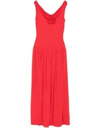ROSERRY - Rose-Embellished Pleated Maxi Dress - Lyst