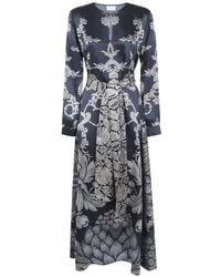 Pierre Louis Mascia - Floral-Print Silk-Satin Midi Dress - Lyst