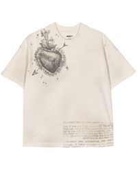 MOUTY - Heart Crew-neck Cotton T-shirt - Lyst