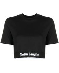 Palm Angels - Cropped Logo-tape T-shirt - Lyst