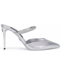 Dolce & Gabbana - Crystal-Embellished Leather Pointed Mules - Lyst