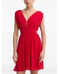 Morgan - Button-Detail Pleated Mini Dress - Lyst