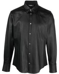 DSquared² - Long-Sleeve Leather Shirt - Lyst