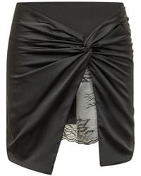 ACTUALEE - Lace-Trim Knotted Mini Skirt - Lyst