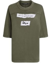 Dolce & Gabbana - Grünes Grafikdruck Patch T-Shirt - Lyst