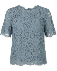 Valentino Garavani - Floral-Lace Short-Sleeve Top - Lyst