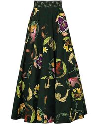 Agua Bendita - Bergamota Marina Floral-embroidery Skirt - Lyst