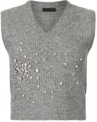 Liu Jo - Rhinestone-Embellished Ribbed Tank Top - Lyst