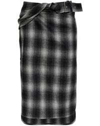 IRO - Nylane Check Belted Midi Skirt - Lyst