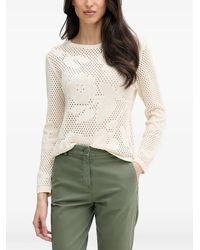 Benetton - Open-Knit Floral-Pattern Sweater - Lyst