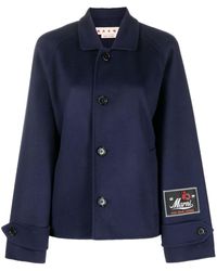 Marni - Logo-patch Single-breasted Coat - Lyst