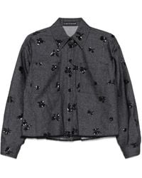 Luisa Cerano - Sequin-Embellished Frayed-Edge Jacket - Lyst