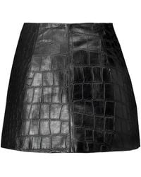 Dan Cassab - Tecovas Textured Leather Mini Skirt - Lyst