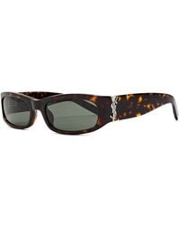 Saint Laurent - Tortoiseshell-Effect Rectangle-Frame Sunglasses - Lyst