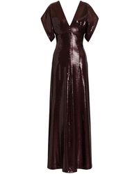 Alberta Ferretti - V-Neck Sequin-Embellished Dress - Lyst