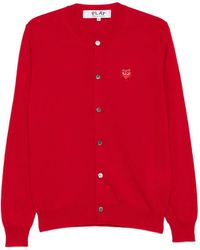 COMME DES GARÇONS PLAY - Heart-Emblem Rhinestone-Embellishment Cardigan - Lyst