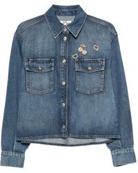 Maje - Brooch-Embellished Denim Shirt - Lyst