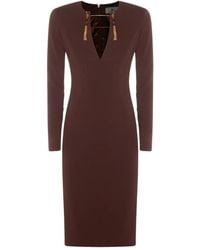 Elisabetta Franchi - Tassel-Embellished Long-Sleeve Dress - Lyst
