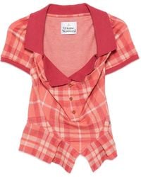 Vivienne Westwood - Tartan-Print Peplum Polo Top - Lyst