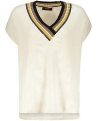 Moorer - Ribbed-Knit V-Neck Top - Lyst