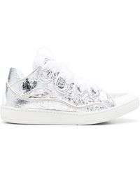 Lanvin - Curb Metallic Leather Sneakers - Lyst