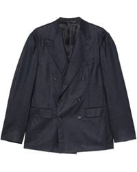 Canali - Double-Breasted Peak-Lapels Wool Blazer - Lyst