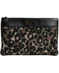 Dolce & Gabbana - Pochette À Imprimé Léopard Et Plaque Logo - Lyst