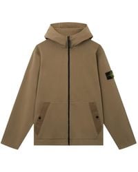 Stone Island - 6100020 Organic Cotton Interlock Regular-Fit Zip-Up Hooded Sweatshirt With Pockets - Lyst