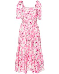 MSGM - Floral-print Cotton Maxi Dress - Lyst