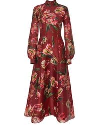 Carolina Herrera - Stehkragen-Kleid mit Tulpen-Print - Lyst
