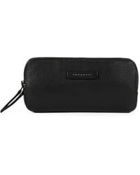 Piquadro - Pebbled Logo-Plaque Clutch Bag - Lyst