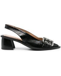 Ganni - 50Mm Eyelet-Detail Slingback Pumps - Lyst