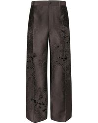 Dolce & Gabbana - Rhinestone-Embellished Silk Trousers - Lyst